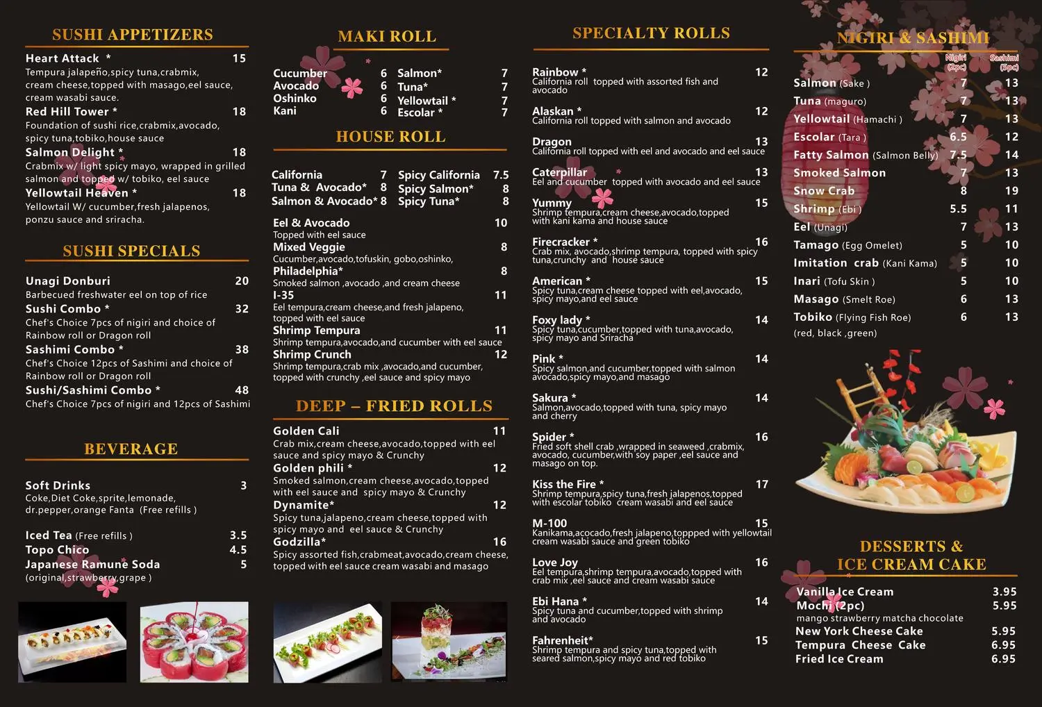 Sakura Sushi & Mongolian Grill Menu Page 2,a Sushi Restaurant in Austin.