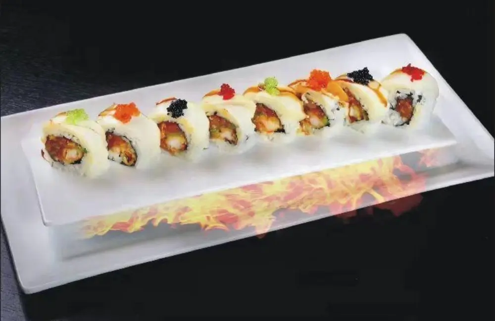 kiss the fire roll at Sakura Sushi & Mongolian Grill,a Sushi Restaurant in Austin.